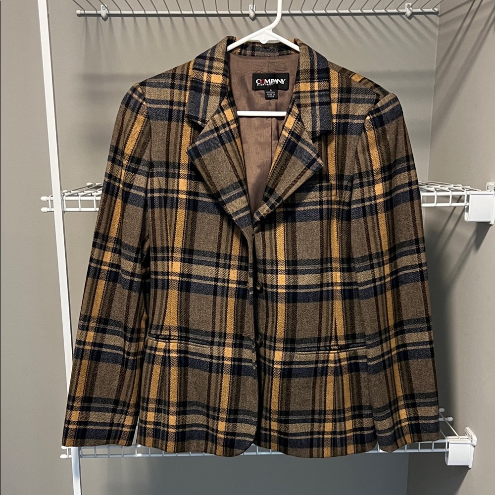 Ellen Tracy Plaid Blazer - Brown and Black